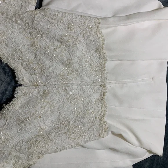 Vintage Wedding Empire Waist 9/10 Beaded BodiceRoundedCollar - Picture 11 of 15